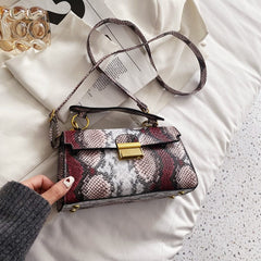 PU Leather Snakeskin Print Crossbody Bag - Trendsi