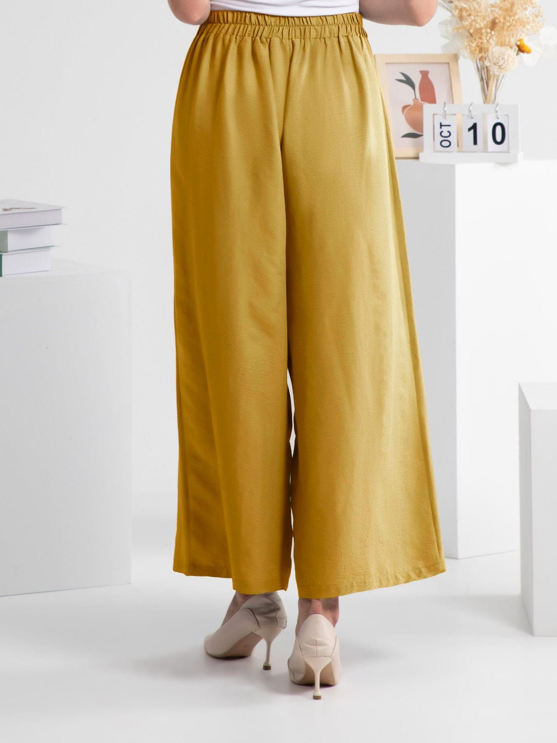 Wide Leg Elastic Waist Pants Trendsi