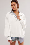 Exposed Seam Side Slit Long Sleeve Sweatshirt - Trendsi