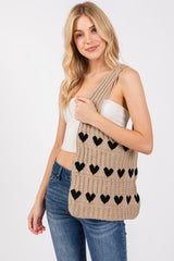 Bolso de mano de crochet con corazón en contraste Fame