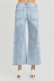 RISEN Full Size High Rise Seamed Detail Wide Leg Crop Jeans - Trendsi