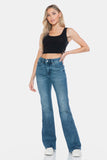 Judy Blue Full Size Tummy Control Cut Hem Flare Jeans - Trendsi