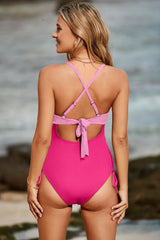 Cutout V-Neck Spaghetti Strap One-Piece Swimwear Trendsi