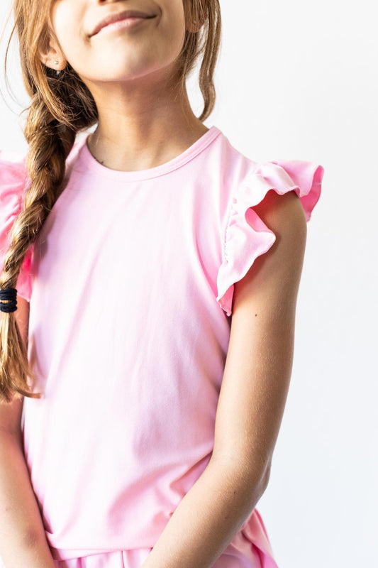 Bubblegum Pink S/S Ruffle Tee - Mila & Rose ®