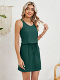 Eyelet Scoop Neck Sleeveless Dress - Flyclothing LLC