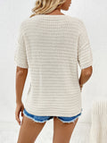 Round Neck Half Sleeve Knit Top - Flyclothing LLC