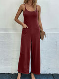 Pocketed Spaghetti Strap Wide Leg Jumpsuit - Flyclothing LLC