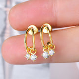 925 Sterling Silver Moissanite C-Hoop Earrings - Flyclothing LLC