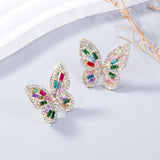 Alloy Inlaid Rhinestone Butterfly Earrings - Flyclothing LLC