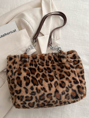 Bolso de hombro de piel sintética con estampado de leopardo