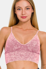 Zenana Washed Ribbed Bra Padded Cami Trendsi