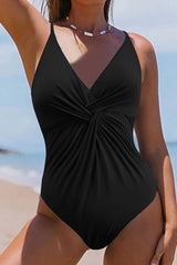 Twisted Crisscross V-Neck One-Piece Swimwear Trendsi