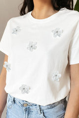 Flower Round Neck Short Sleeve T-Shirt Trendsi