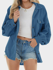 Mandy Button Up Collared Neck Long Sleeve Shirt - Trendsi