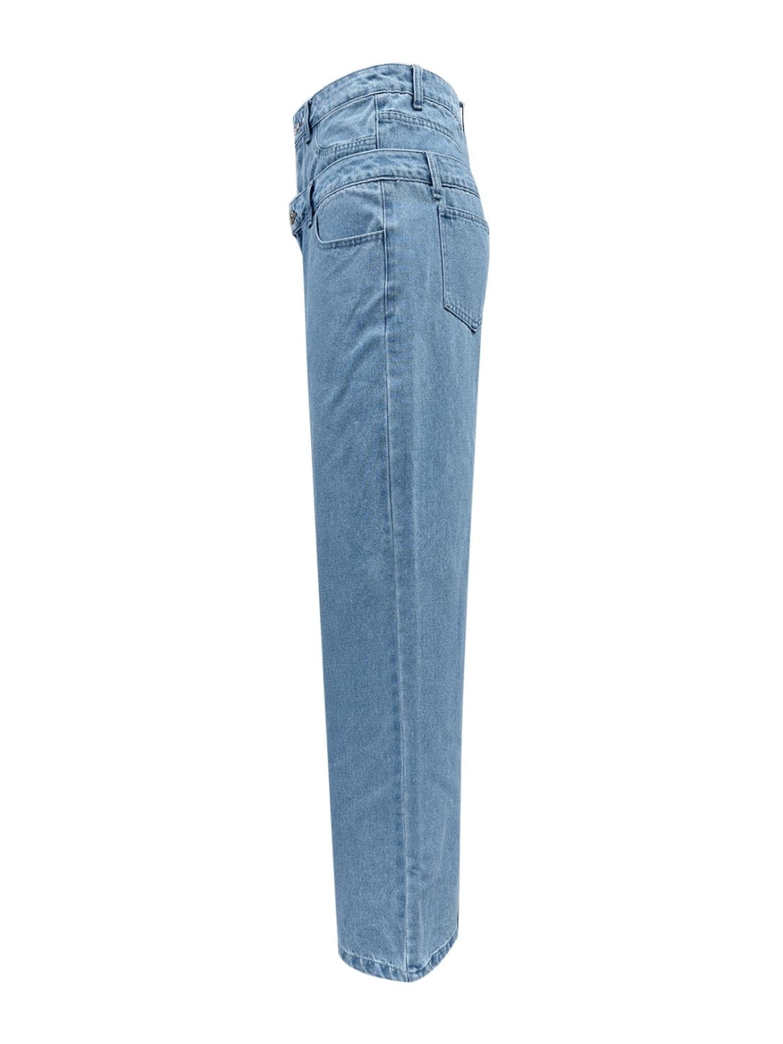 Faux Layered High Waist Jeans - Trendsi