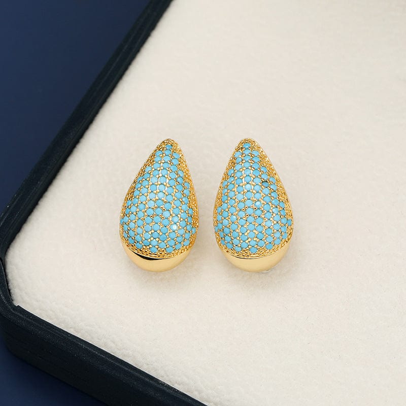 18K Gold-Plated Zircon Teardrop Earring - Trendsi