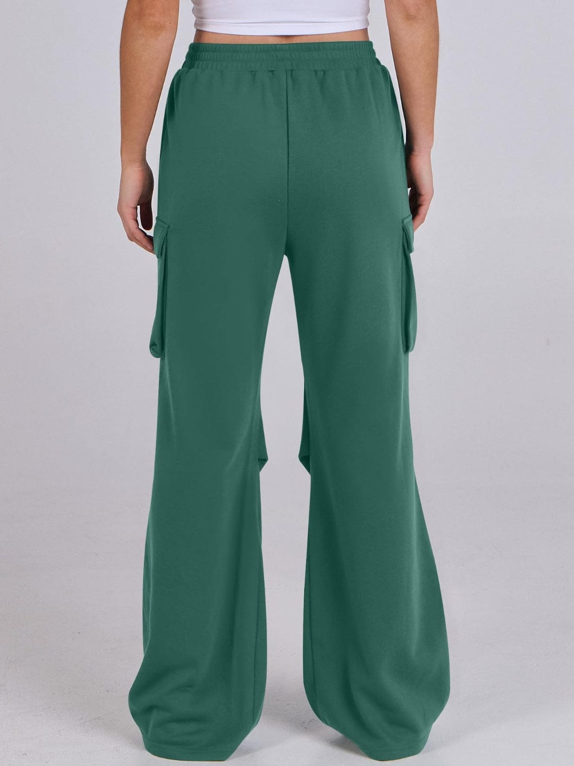 Elastic Waist Wide Leg Pants with Pockets - Trendsi