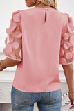 Applique Round Neck Half Sleeve Blouse - Flyclothing LLC