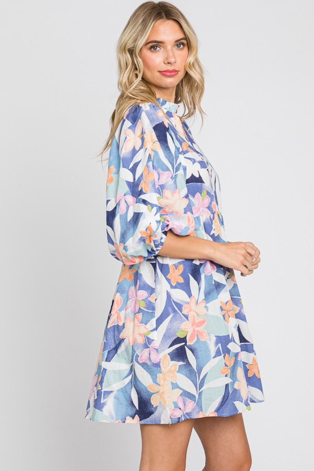 GeeGee Floral Print Mini Dress Trendsi