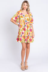 GeeGee Full Size Floral V-Neck Ruffle Trim Mini Dress - Flyclothing LLC