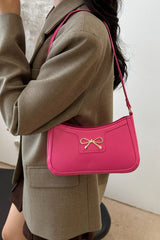 Bow Trim PU Leather Shoulder Bag - Trendsi