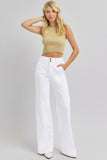 RISEN Full Size Tummy Control Double Button Wide Leg Jeans - Trendsi