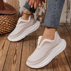 Thermal Suede Platform Slip-On Boots - Trendsi