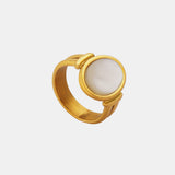 Titanium Steel White Sea Shell Ring - Flyclothing LLC