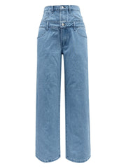 Faux Layered High Waist Jeans - Trendsi