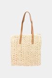 Fame Straw Braided Tote Bag Trendsi