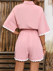 Contrast Trim Half Sleeve Romper - Trendsi