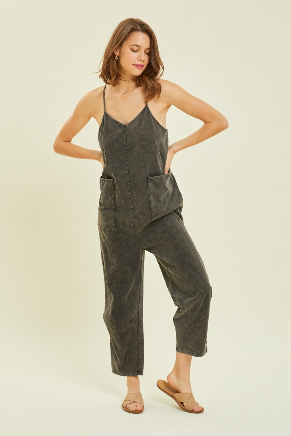 HEYSON Full Size Mineral-Washed Oversized Jumpsuit with Pockets - Flyclothing LLC