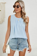 Ruched Round Neck Tank Trendsi