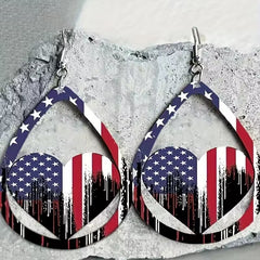 US Flag Pattern Wooden Earrings - Flyclothing LLC