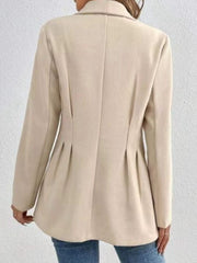 One Button Long Sleeve Blazer - Trendsi