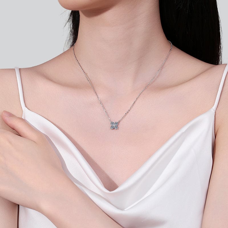 1.26 Carat Moissanite 925 Sterling Silver Geometric Shape Pendant Necklace - Trendsi