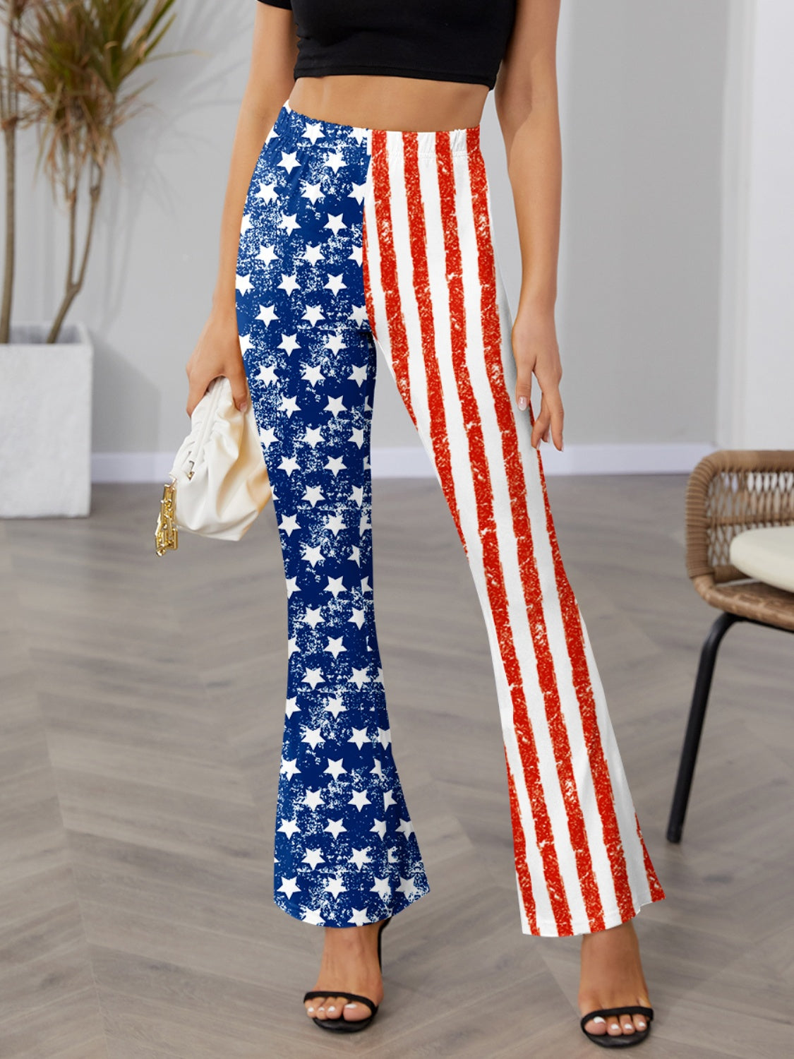 Star & Stripes High Waist Bootcut Pants Trendsi