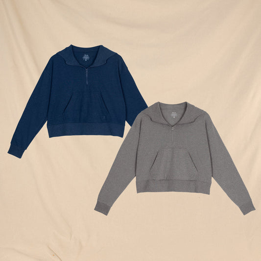 Grey and Navy | Goldilocks™ Women’s Half Zip Lounge Hoodie 2 Pack