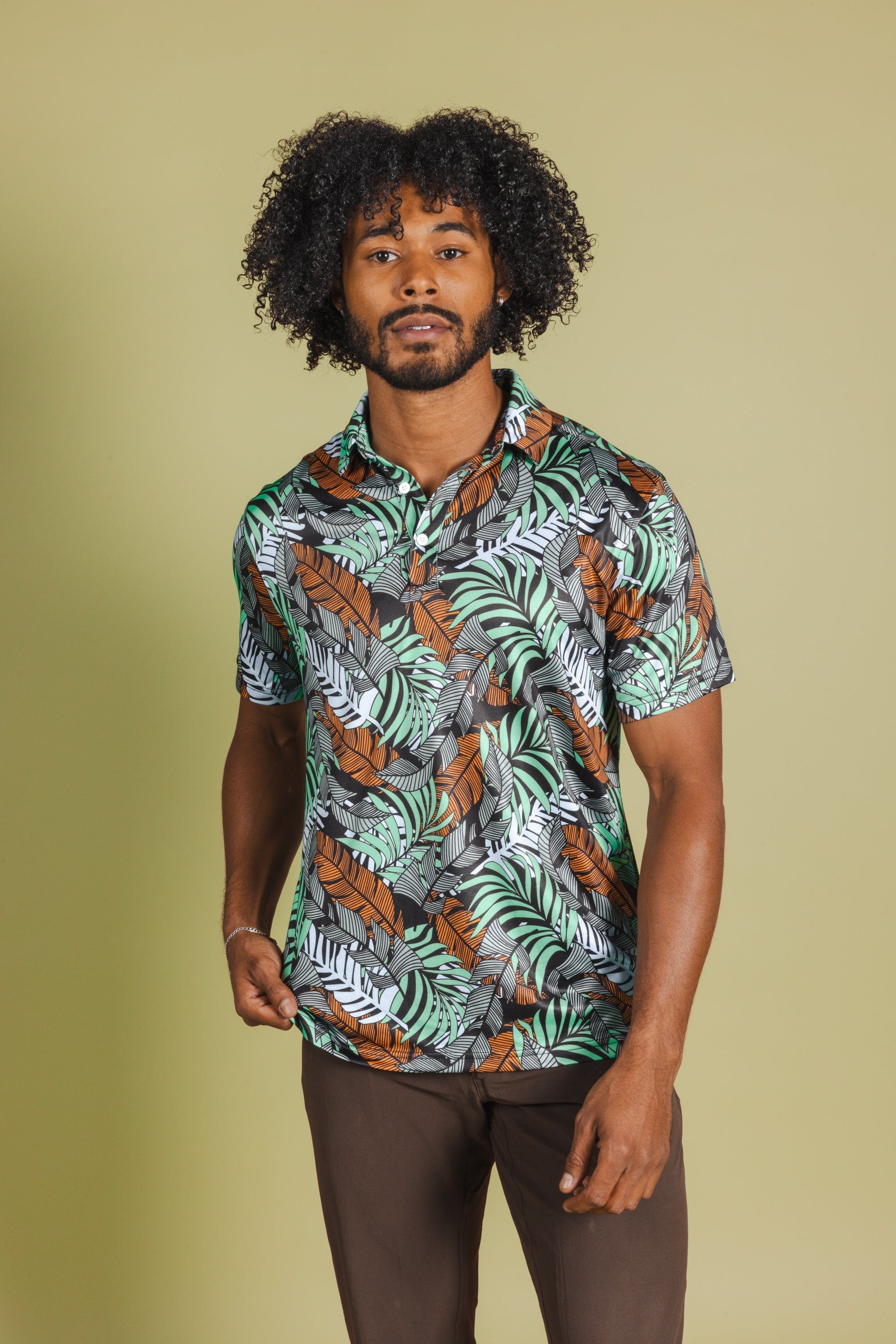 The Botanist | Tropical Leaves Men’s Polo - Shinesty