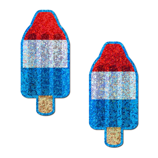 Pastease: Bomb Pop Glittering Red, White & Blue USA Ice Pop Pasties