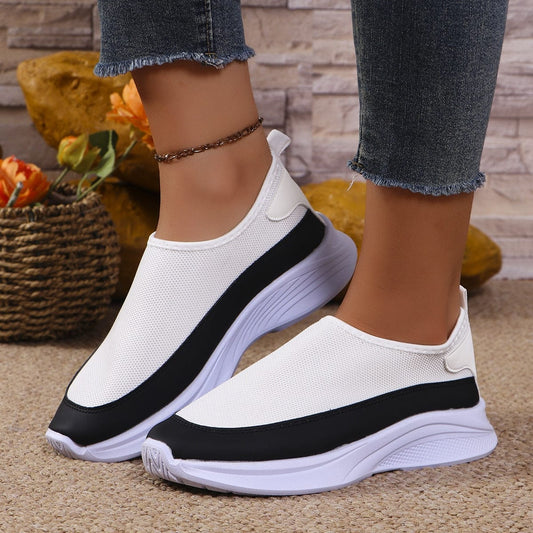 Mesh Contrast Flat Slip-Ons - Trendsi