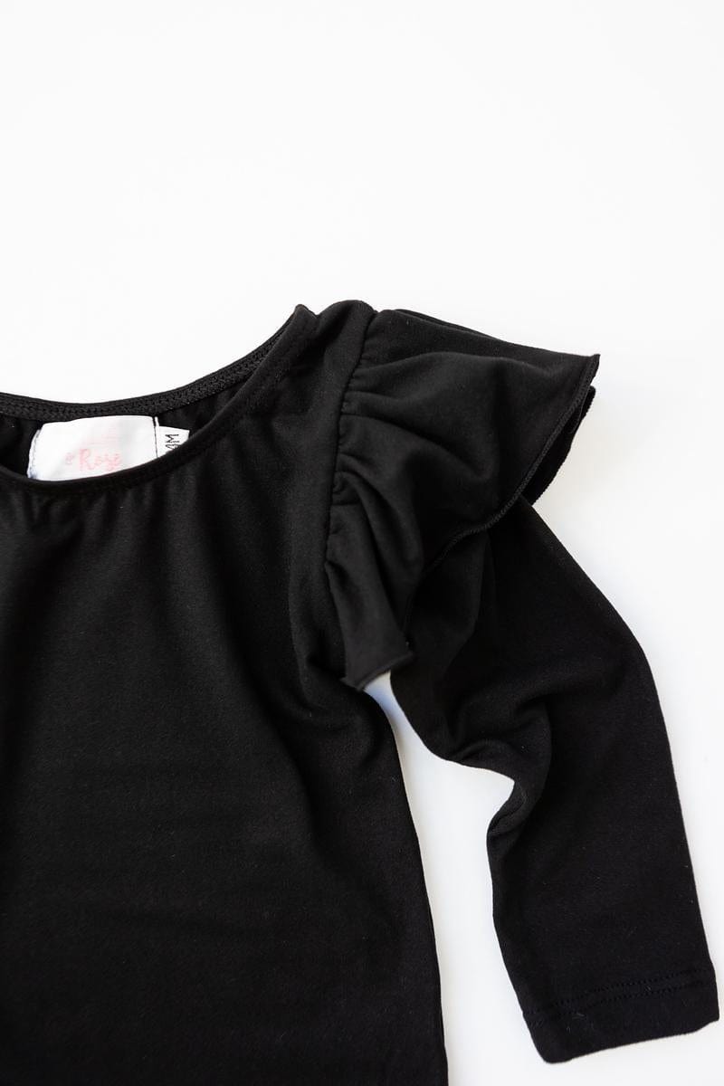 Black L/S Flutter Sleeve Leotard - Mila & Rose ®