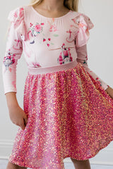 Hot Pink Sequin Twirl Skort