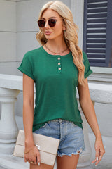 Round Neck Short Sleeve T-Shirt Trendsi