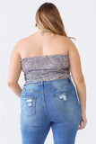 Zenobia Plus Size Drawstring Smocked Floral Tube Top Trendsi