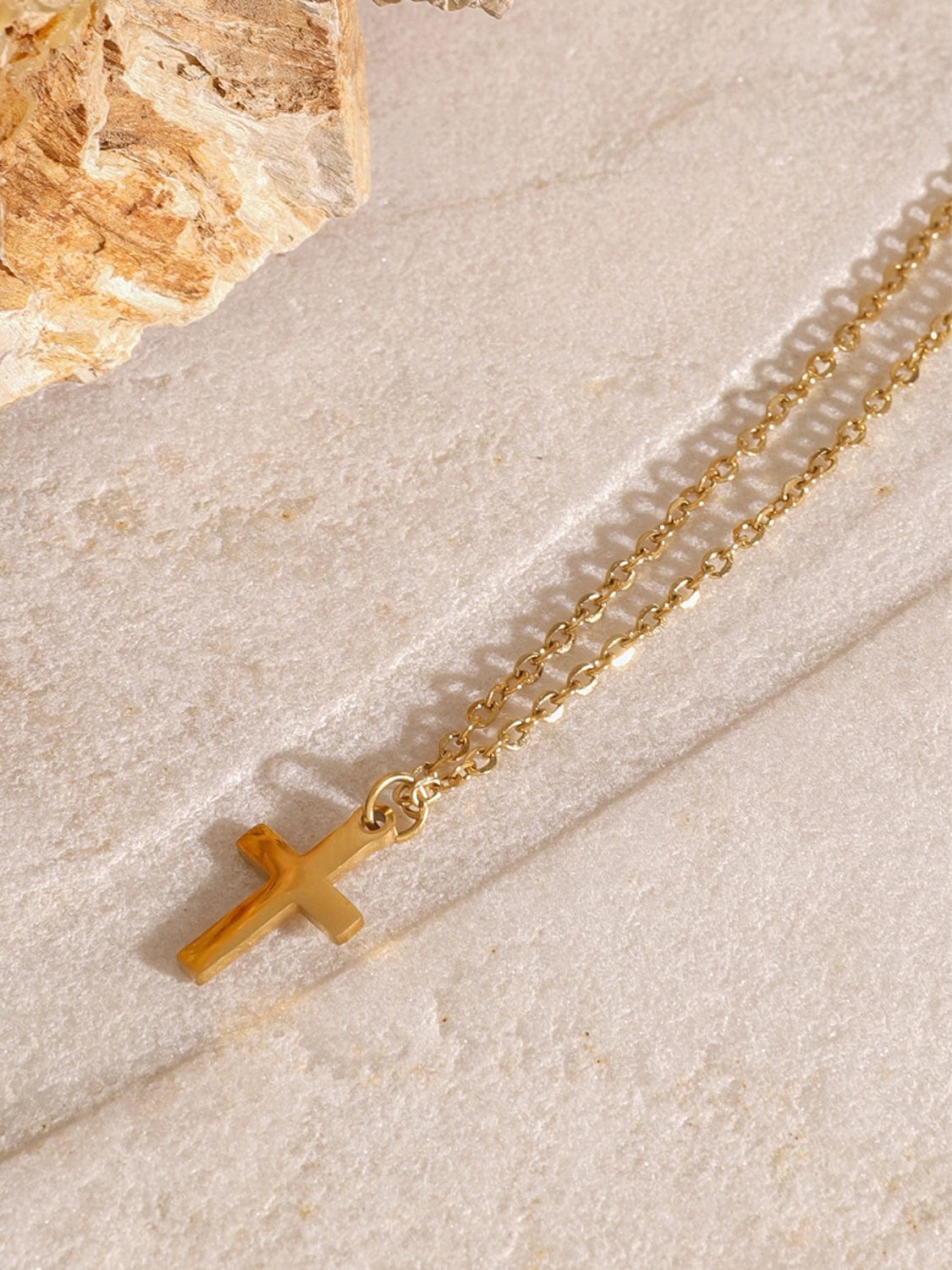 18K Gold-Plated Three-Layered Cross Necklace - Trendsi