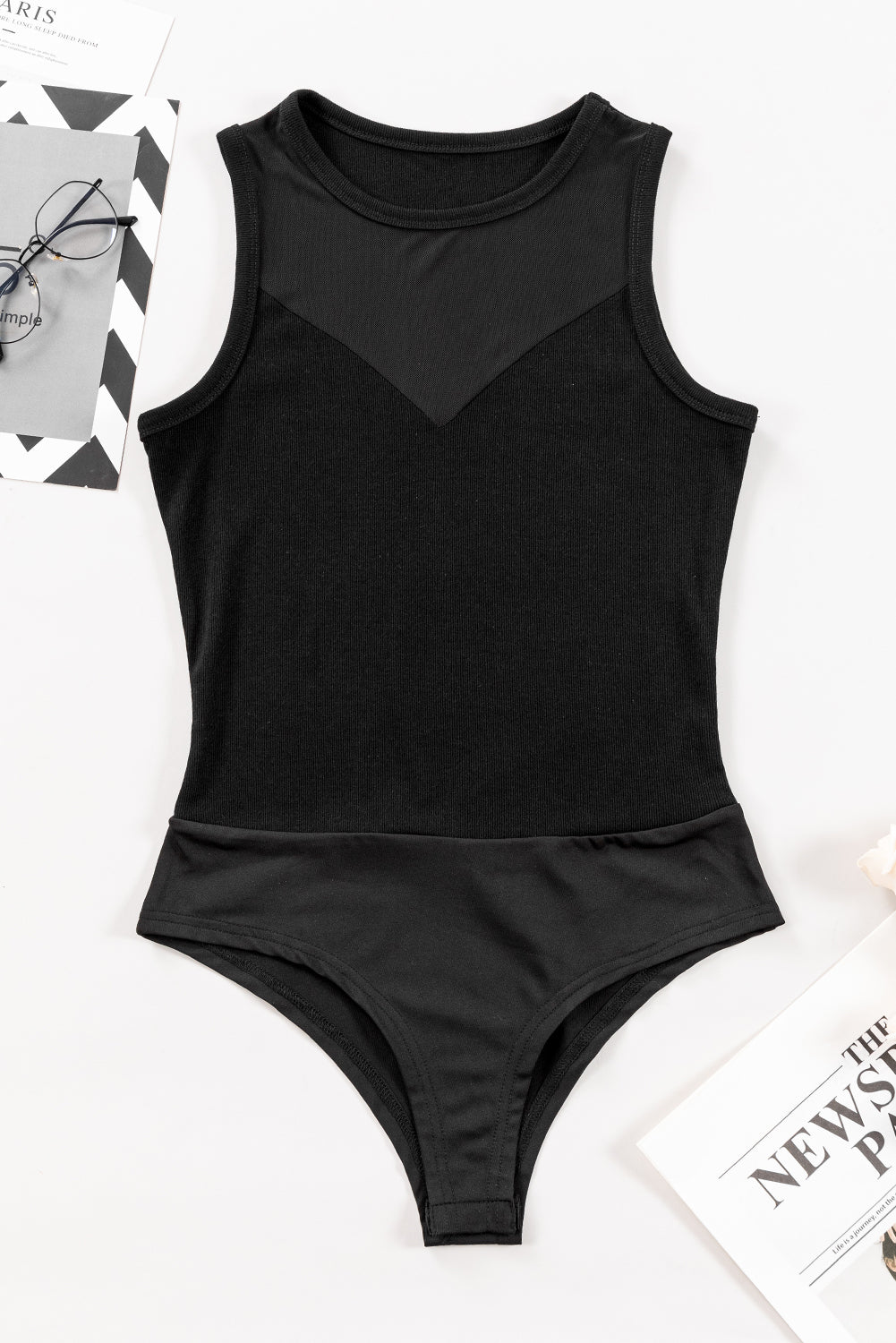 Round Neck Sleeveless Bodysuit - Flyclothing LLC