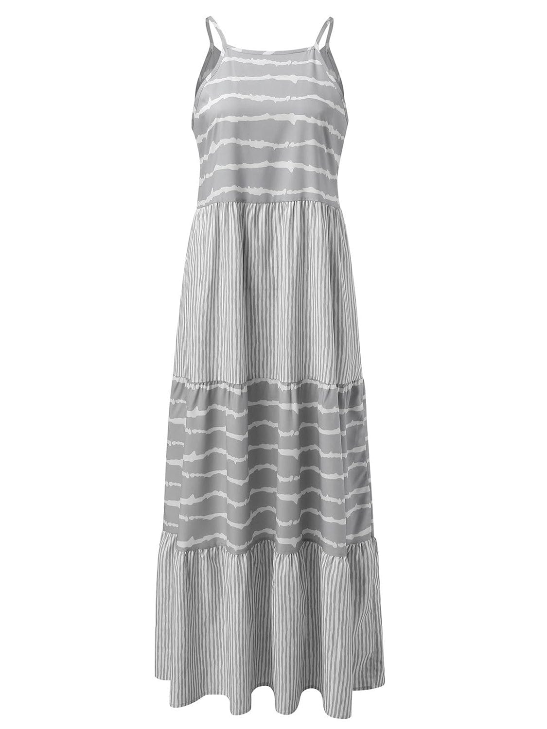 Tiered Striped Sleeveless Cami Dress Trendsi