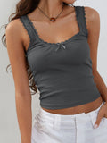 Lace Detail Square Neck Tank - Trendsi