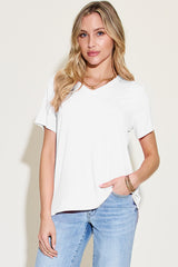 Basic Bae Bamboo Full Size V-Neck High-Low T-Shirt Trendsi